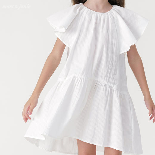 【马克珍妮 芦芙】女童荷叶边飞袖圆领连衣裙夏装新款裙子240869 商品图4