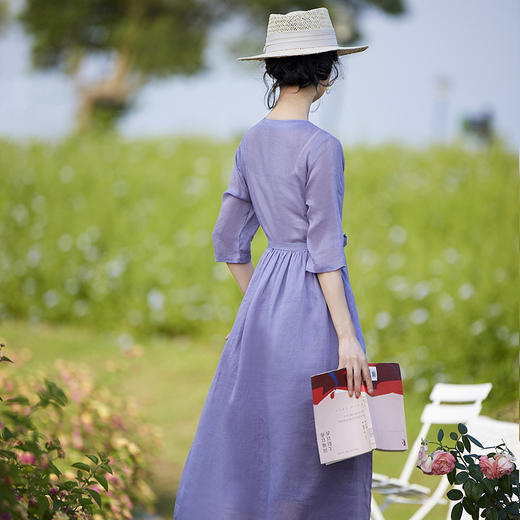 气质圆领重工刺绣，显瘦a字裙苎麻连衣裙TT96210 商品图1