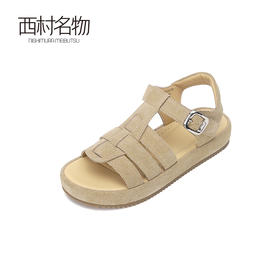 西村名物2024新品真皮精致经典休闲日常高级凉鞋女夏季外穿一字带T24BG20251