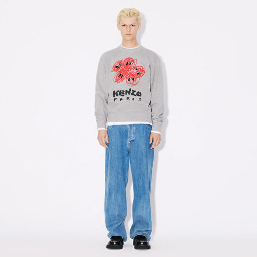 KENZO 高田贤三 男士刺绣徽标棉质长袖卫衣 灰色 FE55 SW170 4MF 94C 商品图3