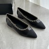 外贸原单小香风羊皮女鞋中跟链条法式复古单鞋通勤气质百搭平底鞋高跟鞋 商品缩略图1