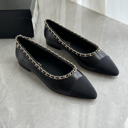 外贸原单小香风羊皮女鞋中跟链条法式复古单鞋通勤气质百搭平底鞋高跟鞋 商品图1