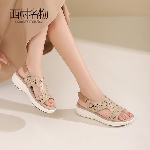 西村名物2024新品真皮精致经典休闲日常高级厚底罗马凉鞋夏季外穿 商品图3