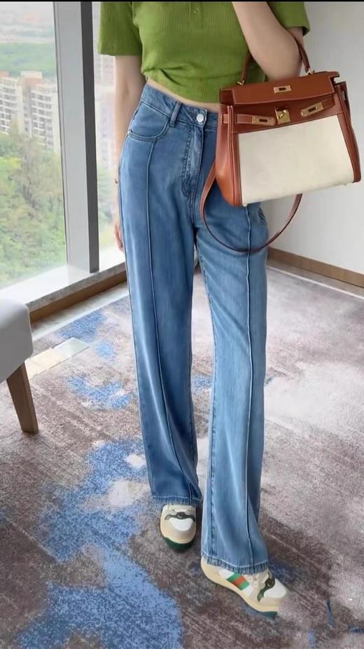 【YW】无忧购薄款高腰直筒显瘦宽松垂坠冰爽天丝牛仔裤（截单后7天发货)25年清仓捡漏 商品图2