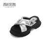 西村名物2024夏季新品透气休闲凉拖女外穿时尚柔软真皮纯色厚底X24BJ20161 商品缩略图0