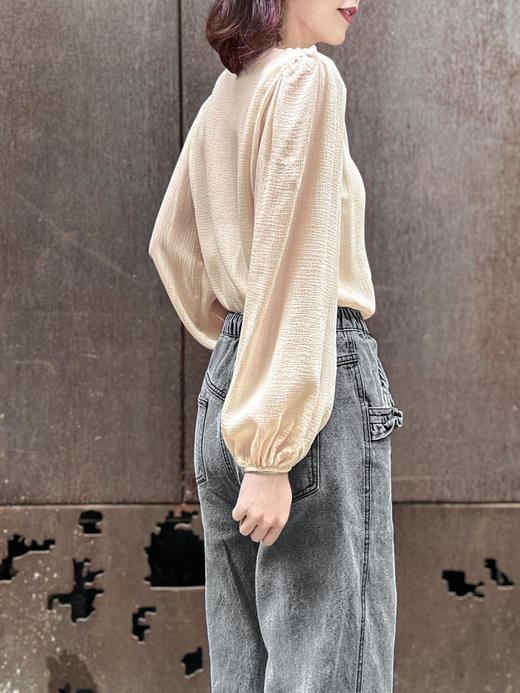 TYNVIE 泡泡袖长袖衬衫-杏色 商品图9