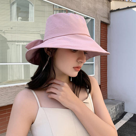 「5色可选！新款渔夫帽」女春夏户外出游防晒帽 遮阳盆帽简约显脸小帽配饰 商品图1
