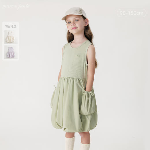 马克珍妮2024年夏装新款女童城市户外花苞背心连衣裙240552 商品图0