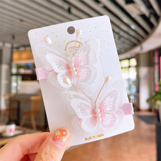 【清新甜美蝴蝶对夹】儿童发夹超萌可爱蝴蝶发卡头饰小公主女童宝宝碎发侧边夹子发饰女 商品图6