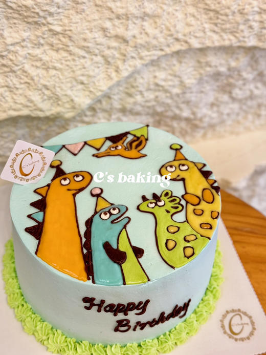 （手绘）恐龙主题 忌廉蛋糕（默认自提，收费配送请联系客服） 商品图0