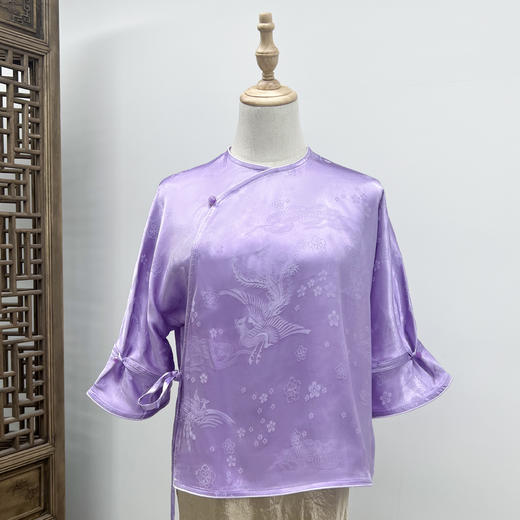 2024年春夏新中式国风提花国风短袖斜襟上衣XFV246166 商品图5