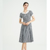 司歌格子复古短袖连衣裙圆领修身A891409X 商品缩略图4