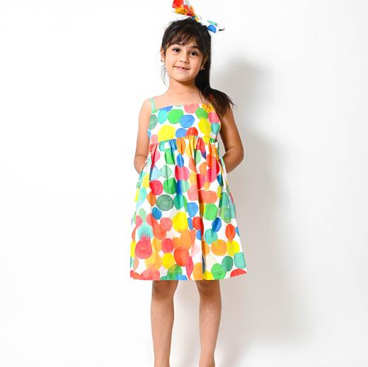 rainbowxoxo 彩色波波印花吊带双袋连衣裙【该商品不支持用券】 商品图1