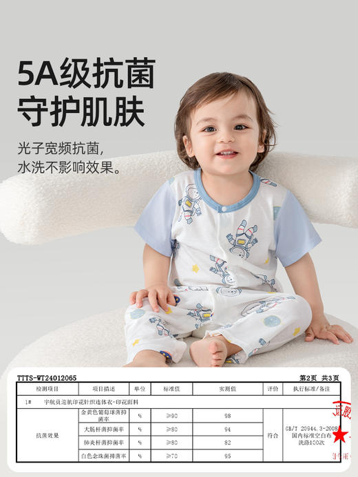 贝肽斯婴儿衣服夏季薄款宝宝短袖连体衣纯棉新生儿男女孩儿童睡衣 商品图2