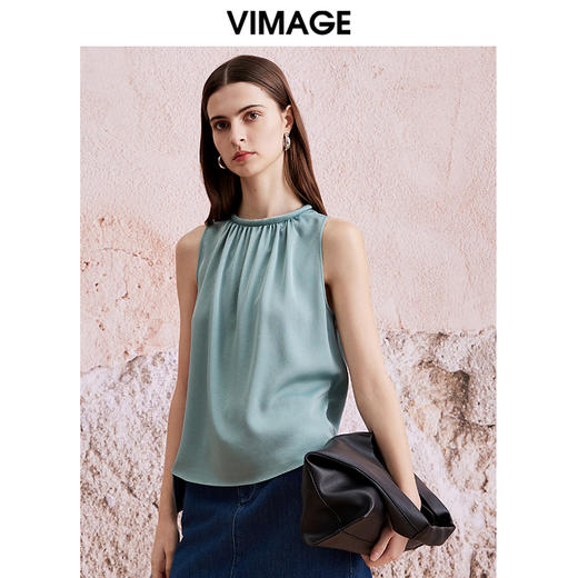 VIMAGE纬漫纪夏季新款气质显瘦轻薄无袖背心上衣V2113727 商品图4