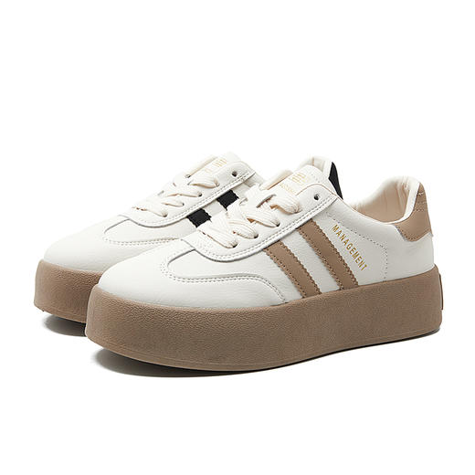 【限时秒杀】西遇厚底德训鞋女新款复古美式学院风撞色小白鞋低帮板鞋V0046718 商品图4