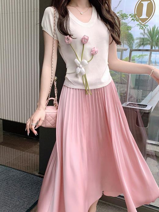 张心子【假日甜心】度假风仙气挂脖收褶吊带背心女夏季法式雪纺衫 U2404076 商品图12