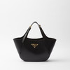 PRADA 普拉达 女士珐琅三角形金属徽标中号皮革托特包 黑色 1BG483 2AIX F0002 OOO 商品缩略图0