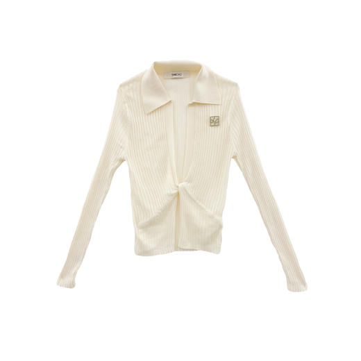 白色翻领针织衫 商品图0