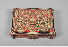 独角鹿西洋古董1850-1870年代法国出品母贝筹码布勒镶嵌游戏盒