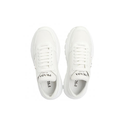 PRADA 普拉达 女士珐琅金属三角形徽标休闲运动鞋 白色 1E804M 3LKI F0009 商品图2