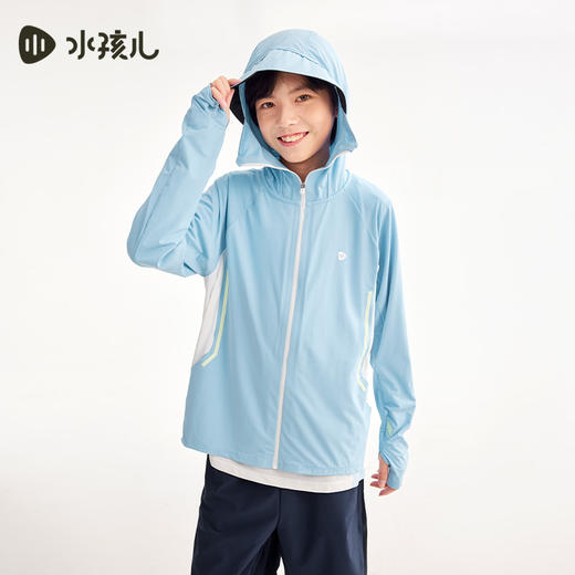 水孩儿童装夏季新款儿童防晒凉感皮肤衣男童轻薄柔软拉链衫女童时尚拼色外套 商品图7