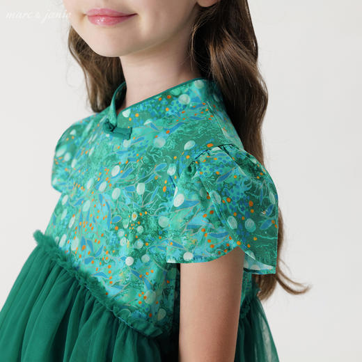 【马克珍妮 芦芙】女童新中式绿荫夏日旗袍连衣裙夏装新款240750 商品图3