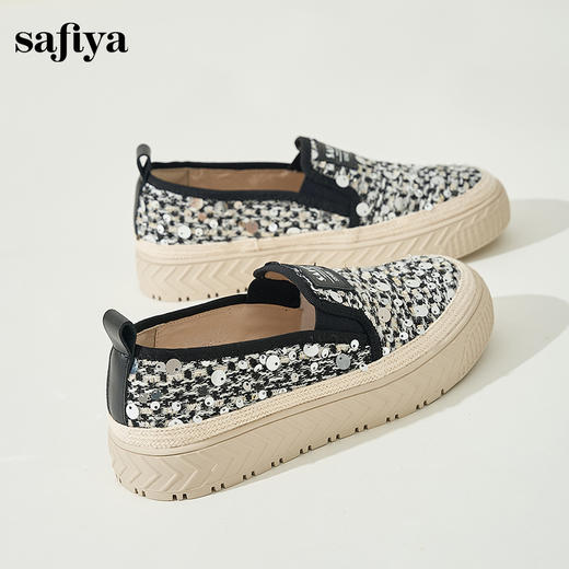 Safiya/索菲娅2024秋季圆头厚底亮片百搭一脚蹬懒人渔夫鞋 SF43111427 商品图6