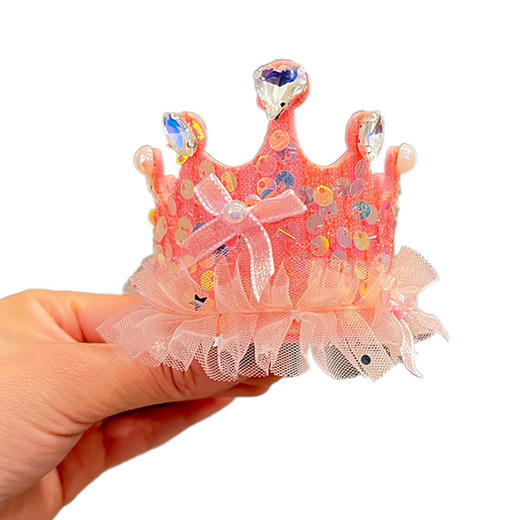 【限时特价！好用不伤发】可爱儿童亮片头纱生日帽发箍甜美皇冠蝴蝶结发夹跨境公主宝宝发饰 商品图3