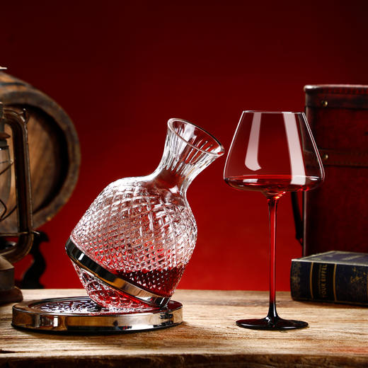 不倒翁陀螺旋转快速醒酒器奢华高档高脚红酒杯家用套装水晶分酒器 商品图4