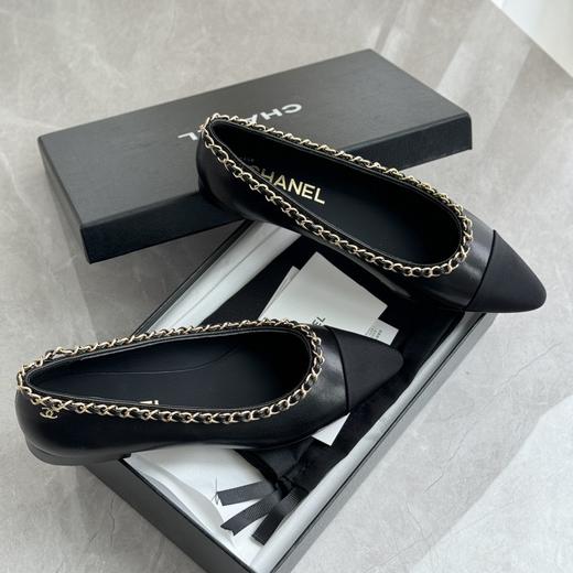 外贸原单小香风羊皮女鞋中跟链条法式复古单鞋通勤气质百搭平底鞋高跟鞋 商品图2