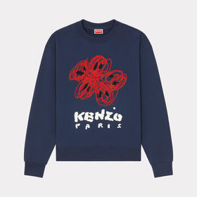 KENZO 高田贤三 男士刺绣徽标棉质长袖卫衣 蓝色 FE55 SW170 4MF 77