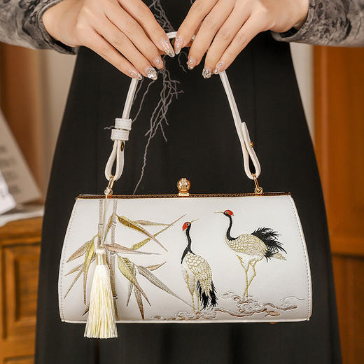 【祥鹤报喜】古风绣花链条包，古风旗袍宴会手提包QB 商品图0