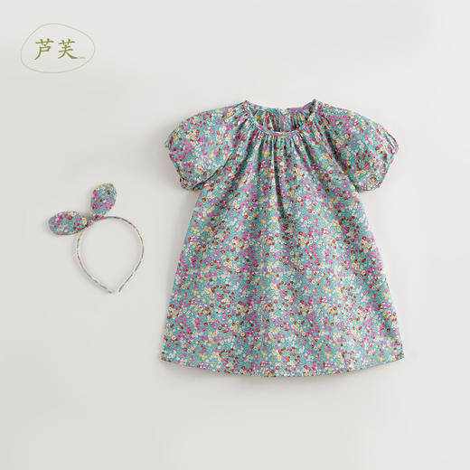 【马克珍妮 法式】女童花苞袖纯棉印花连衣裙儿童裙子夏装240926 商品图3
