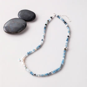 ELOANE GALLERY 落岸混彩蓝半宝石天然珍珠项链锁骨链丨【本商品不支持使用优惠券】