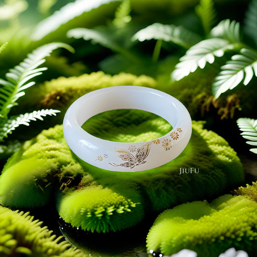 和田玉（羊脂玉）手镯（错金彩蝶系列61#） 商品图0