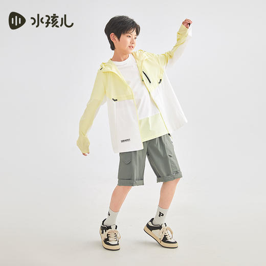 水孩儿童装夏季新款儿童防晒服男童轻薄柔软连帽上衣女童时尚拼色外套 商品图8