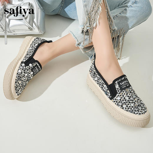 Safiya/索菲娅2024秋季圆头厚底亮片百搭一脚蹬懒人渔夫鞋 SF43111427 商品图0