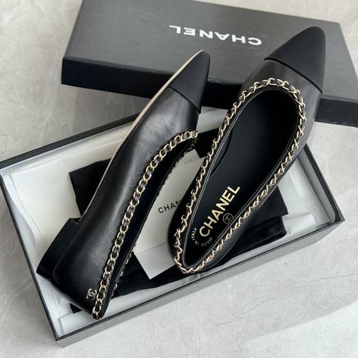 外贸原单小香风羊皮女鞋中跟链条法式复古单鞋通勤气质百搭平底鞋高跟鞋 商品图3