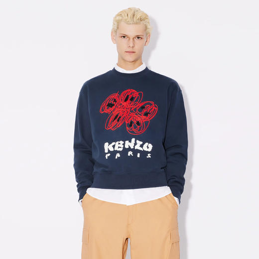 KENZO 高田贤三 男士刺绣徽标棉质长袖卫衣 蓝色 FE55 SW170 4MF 77 商品图1