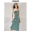 VIMAGE纬漫纪夏季新款气质慵懒荡领修身显瘦吊带连衣裙V2107733 商品缩略图2