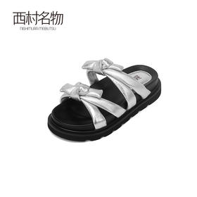 西村名物2024夏季新款仙女风休闲凉拖外穿厚底一字带凉鞋女X24BJ20391
