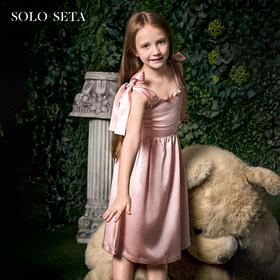 solo seta22姆米真丝儿童纯色睡裙女可爱桑蚕丝连衣裙2025秋冬新款