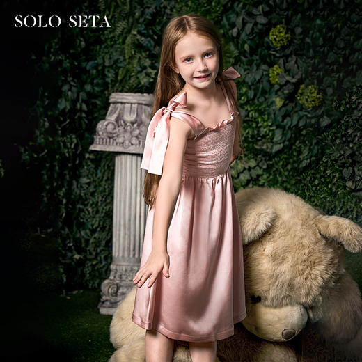 solo seta22姆米真丝儿童纯色睡裙女可爱桑蚕丝连衣裙2025秋冬新款 商品图0