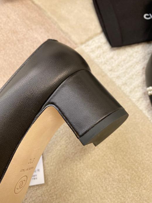 【牛货】小香经典拼接珍珠高跟鞋进口羊皮拼接丝绸方头浅口办公室通勤单鞋女 商品图14