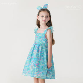 【马克珍妮 芦芙】2024夏装女童莫奈花园棉真丝飞袖连衣裙240370