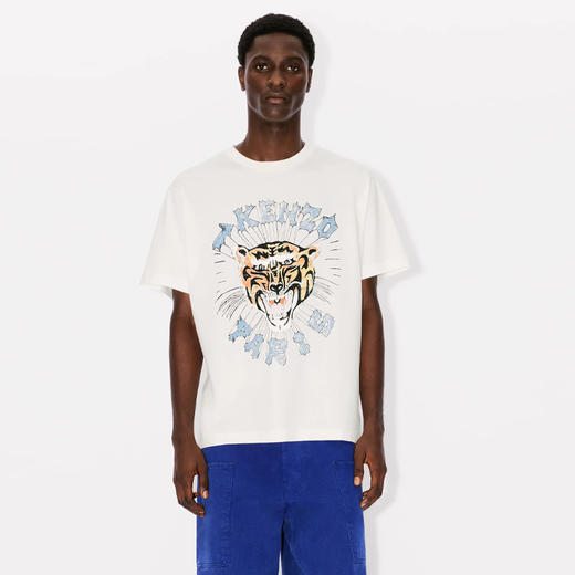 KENZO 高田贤三 男士手绘老虎徽标印花棉质圆领短袖T恤 白色 FE55 TS274 4SG 02 商品图1