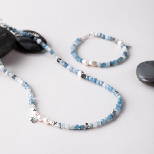 ELOANE GALLERY 落岸混彩蓝半宝石天然珍珠项链锁骨链丨【本商品不支持使用优惠券】 商品图1