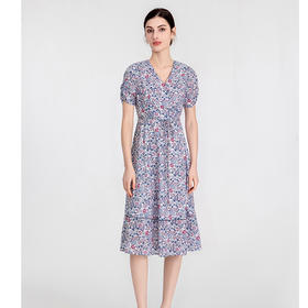 司歌短袖连衣裙v领优雅气质EA891252X