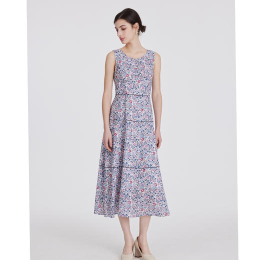 司歌印花知性背心连衣裙弹力舒适透气EA891253X 商品图3